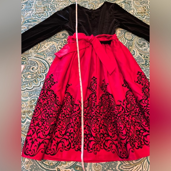 Rare Editions Girls Party Dress Black Stretch Velvet Red Satin Size 12 NWT - Picture 5 of 7